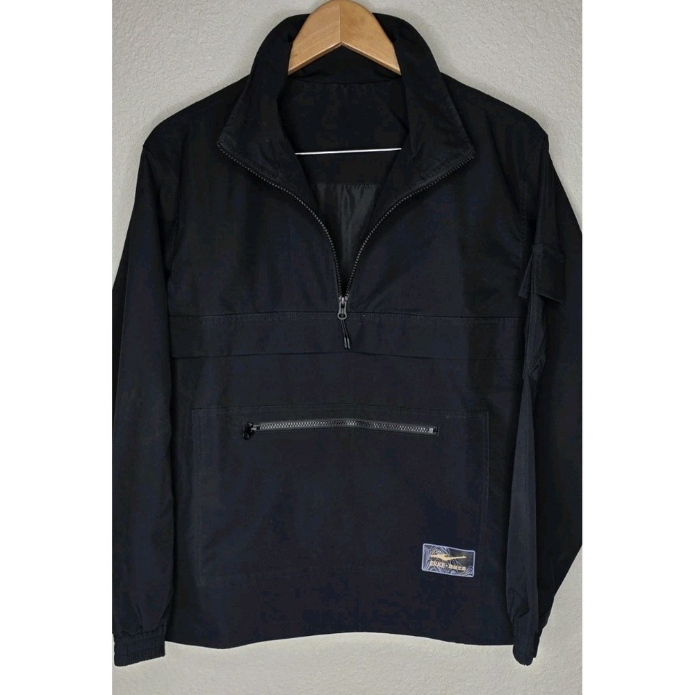 ERKE Men L Ripstop Pullover Jacket Outdoor Performance Black 1/2 Zip Rain